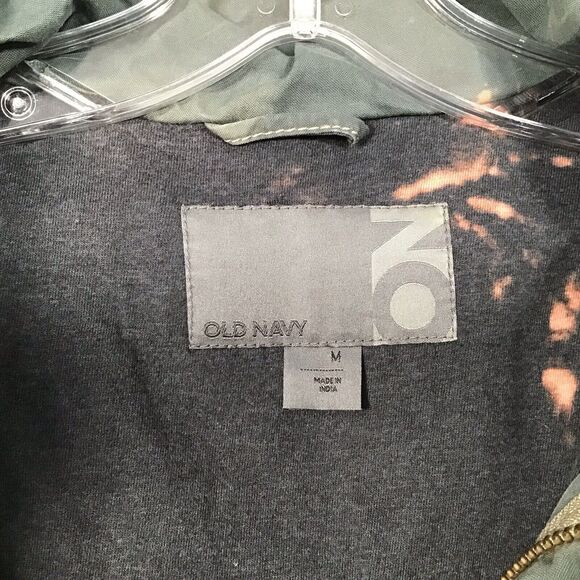 Bleach Tie Dye Hooded Parka Womans M Cinch Waist Field Jacket Arty Distressed - Picture 7 of 9